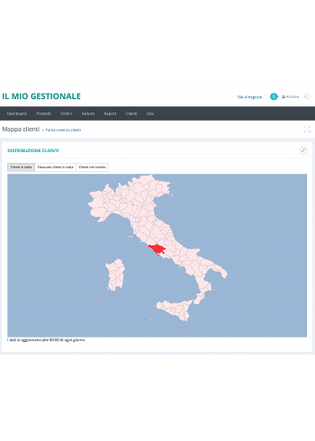 Mappa distribuzione clienti in Italia
